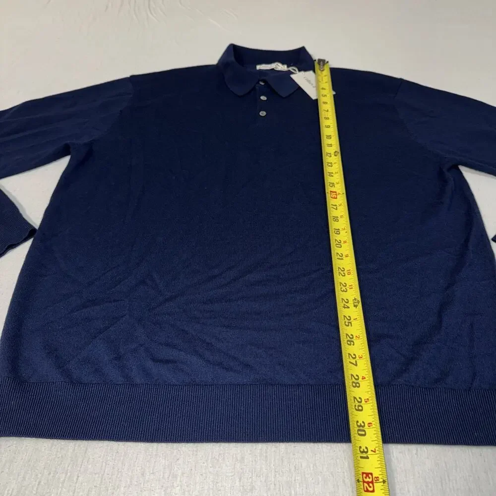 Collars & Co. Australian Marino Wool Sweater 1/4 Button Navy Men’s 3XL NWT